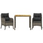 3-piece garden dining set with gray synthetic rattan cushions by , Garden sets - Ref: Foro24-3211872, Price: 345,41 €, Discou...