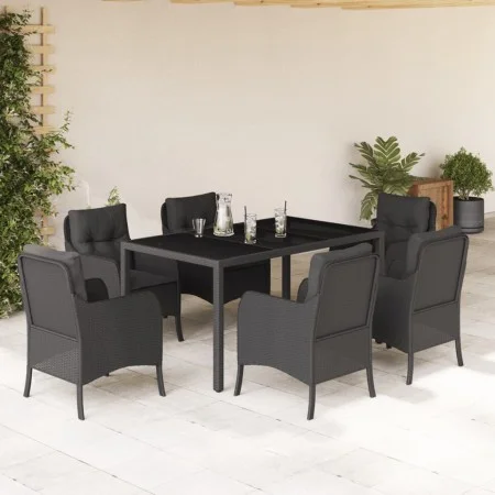 7-piece garden dining set with black synthetic rattan cushions by , Garden sets - Ref: Foro24-3211851, Price: 747,47 €, Disco...