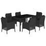 7-teiliges Garten-Esszimmerset und Kissen synthetisches Rattan schwarz von , Gartensets - Ref: Foro24-3211851, Preis: 777,12 ...