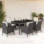 Set de comedor de jardín 7 pzas y cojines ratán sintético negro de , Conjuntos de jardín - Ref: Foro24-3211845, Precio: 702,6...