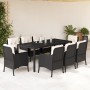 Set de comedor de jardín 9 pzas y cojines ratán sintético negro de , Conjuntos de jardín - Ref: Foro24-3211847, Precio: 1,00 €