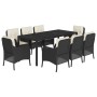 Set de comedor de jardín 9 pzas y cojines ratán sintético negro de , Conjuntos de jardín - Ref: Foro24-3211847, Precio: 1,00 €