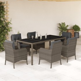 7-teiliges Garten-Esszimmerset und Kissen synthetisches Rattangrau von , Gartensets - Ref: Foro24-3211858, Preis: 868,84 €, R...