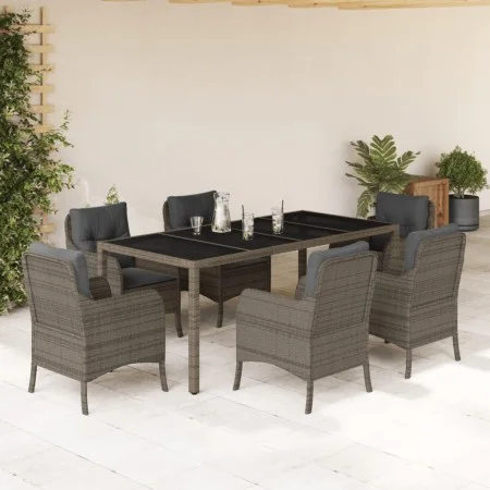 Set comedor jardín 7 pzas y cojines ratán sintético gris de , Conjuntos de jardín - Ref: Foro24-3211858, Precio: 823,42 €, De...
