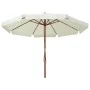 Sombrilla de jardín con palo de madera blanco arena 330 cm de vidaXL, Sombrillas - Ref: Foro24-47212, Precio: 185,64 €, Descu...