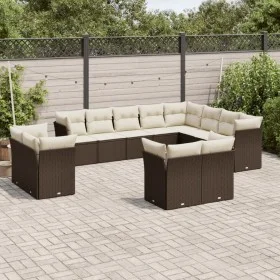 Set of garden sofas and cushions 12 pieces synthetic brown rattan by , Garden sets - Ref: Foro24-3250372, Price: 883,11 €, Di...