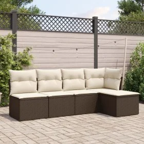 5-piece garden dining set with brown synthetic rattan cushions by , Garden sets - Ref: Foro24-3217523, Price: 302,48 €, Disco...