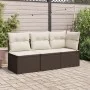 Garden sofa with cushions, 3 seats, synthetic brown rattan by , Outdoor sofas - Ref: Foro24-366218, Price: 199,72 €, Discount: %