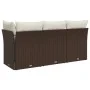 Garden sofa with cushions, 3 seats, synthetic brown rattan by , Outdoor sofas - Ref: Foro24-366218, Price: 199,72 €, Discount: %