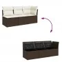 Garden sofa with cushions, 3 seats, synthetic brown rattan by , Outdoor sofas - Ref: Foro24-366218, Price: 199,72 €, Discount: %