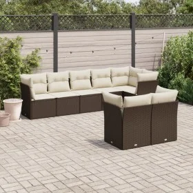 Set of 8-piece garden sofas and brown synthetic rattan cushions by , Garden sets - Ref: Foro24-3249752, Price: 556,50 €, Disc...