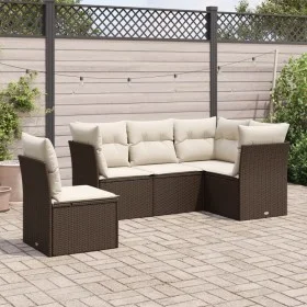 5-piece garden dining set with brown synthetic rattan cushions by , Garden sets - Ref: Foro24-3249482, Price: 356,66 €, Disco...