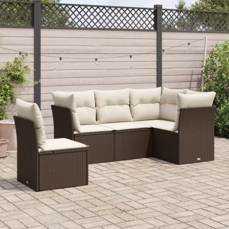 5-teiliges Garten-Esszimmerset und Kissen Kunstrattan braun von , Gartensets - Ref: Foro24-3249482, Preis: 356,77 €, Rabatt: %