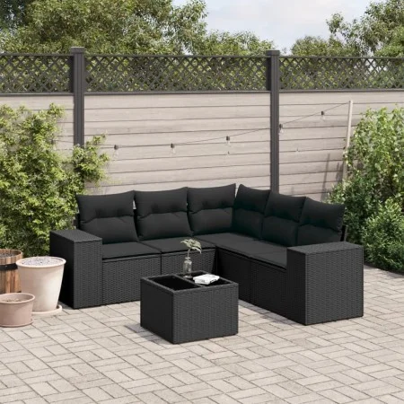 6-piece garden sofa set with black synthetic rattan cushions by , Garden sets - Ref: Foro24-3254892, Price: 422,18 €, Discoun...