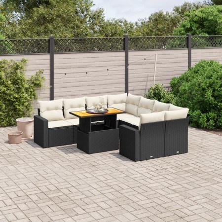 Set aus 8-teiligen Gartensofas und Kissen Kunstrattan schwarz von , Gartensets - Ref: Foro24-3271238, Preis: 539,90 €, Rabatt: %