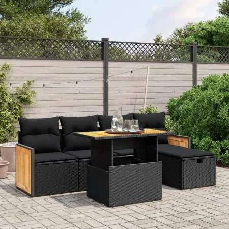6-piece garden sofa set with black synthetic rattan cushions by , Garden sets - Ref: Foro24-3276240, Price: 391,04 €, Discoun...