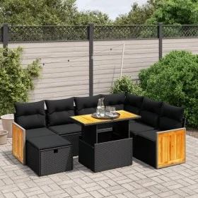 Set de sofás de jardín 8 piezas y cojines ratán sintético negro by , Garden sets - Ref: Foro24-3276261, Price: 545,01 €, Disc...
