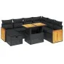 8-teiliges Gartensofa-Set und Kissen aus schwarzem Kunststoff-Rattan. von , Gartensets - Ref: Foro24-3276261, Preis: 544,15 €...