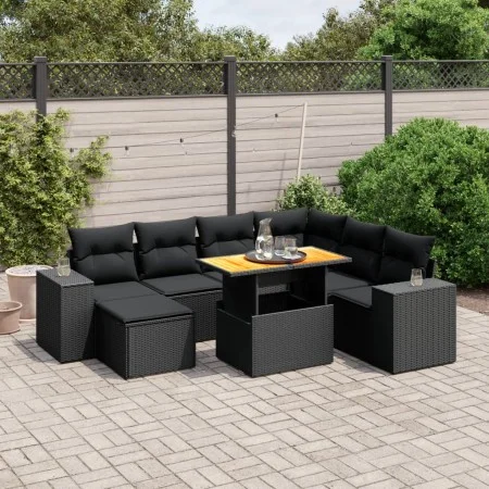 8-piece garden sofa set with black synthetic rattan cushions by , Garden sets - Ref: Foro24-3275939, Price: 600,14 €, Discoun...