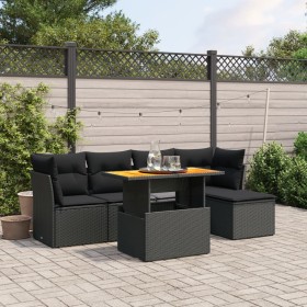 Set de sofás de jardín 6 piezas y cojines ratán sintético negro by , Garden sets - Ref: Foro24-3270803, Price: 381,51 €, Disc...