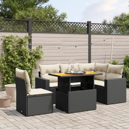 6-piece garden sofa set with black synthetic rattan cushions by , Garden sets - Ref: Foro24-3271315, Price: 407,04 €, Discoun...