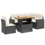 Set aus 6-teiligen Gartensofas und Kissen Kunstrattan schwarz von , Gartensets - Ref: Foro24-3271315, Preis: 407,04 €, Rabatt: %