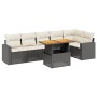 Set de comedor de jardín 7 pzas y cojines ratán sintético negro de , Conjuntos de jardín - Ref: Foro24-3271322, Precio: 436,9...