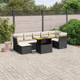 Set aus 8-teiligen Gartensofas und Kissen Kunstrattan schwarz von , Gartensets - Ref: Foro24-3270944, Preis: 461,23 €, Rabatt: %