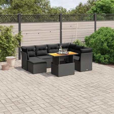 8-piece garden sofa set with black synthetic rattan cushions by , Garden sets - Ref: Foro24-3270950, Price: 531,82 €, Discoun...