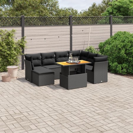 Set aus 8-teiligen Gartensofas und Kissen Kunstrattan schwarz von , Gartensets - Ref: Foro24-3270950, Preis: 519,90 €, Rabatt: %