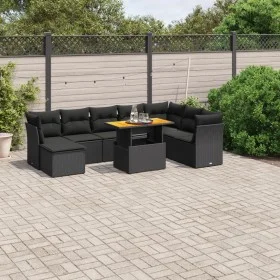 Set aus 8-teiligen Gartensofas und Kissen Kunstrattan schwarz von , Gartensets - Ref: Foro24-3270971, Preis: 589,19 €, Rabatt: %