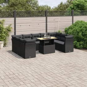 Garden sofa set 10 pieces with black synthetic rattan cushions by , Garden sets - Ref: Foro24-3270992, Price: 655,08 €, Disco...