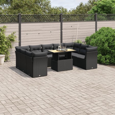 Set Gartensofas 10 Stück Kissen synthetisches Rattan schwarz von , Gartensets - Ref: Foro24-3270992, Preis: 655,59 €, Rabatt: %