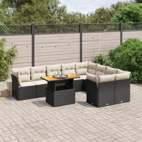 Set de sofás de jardín 10 pzas cojines ratán sintético negro de , Conjuntos de jardín - Ref: Foro24-3271007, Precio: 590,15 €...