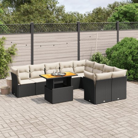 Garden sofa set 10 pieces with black synthetic rattan cushions by , Garden sets - Ref: Foro24-3271007, Price: 590,15 €, Disco...