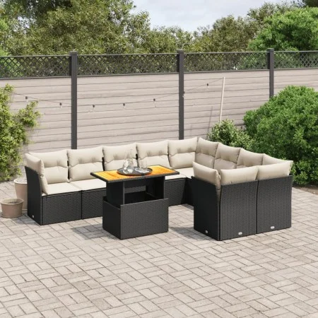 Garden sofa set 10 pieces with black synthetic rattan cushions by , Garden sets - Ref: Foro24-3271007, Price: 619,77 €, Disco...
