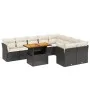 Garden sofa set 10 pieces with black synthetic rattan cushions by , Garden sets - Ref: Foro24-3271007, Price: 619,77 €, Disco...
