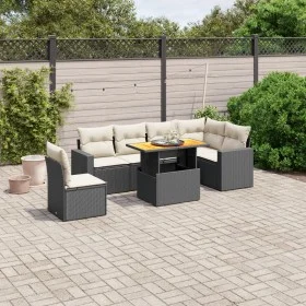 7-piece garden dining set with black synthetic rattan cushions by , Garden sets - Ref: Foro24-3271336, Price: 452,58 €, Disco...