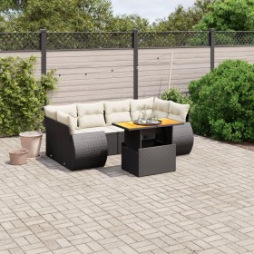 Set de comedor de jardín 7 pzas y cojines ratán sintético negro de , Conjuntos de jardín - Ref: Foro24-3272092, Precio: 475,9...