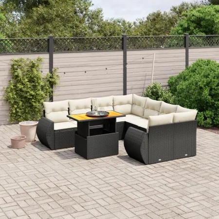 8-teiliges Gartensofa-Set und schwarze synthetische Rattankissen von , Gartensets - Ref: Foro24-3272120, Preis: 588,80 €, Rab...