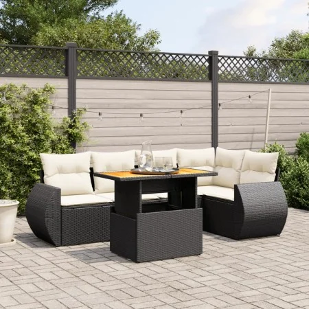 Set aus 6-teiligen Gartensofas und Kissen Kunstrattan schwarz von , Gartensets - Ref: Foro24-3272183, Preis: 427,64 €, Rabatt: %