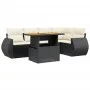 Set aus 6-teiligen Gartensofas und Kissen Kunstrattan schwarz von , Gartensets - Ref: Foro24-3272183, Preis: 427,64 €, Rabatt: %
