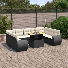 Garden sofa set 10 pieces with black synthetic rattan cushions by , Garden sets - Ref: Foro24-3272337, Price: 644,92 €, Disco...