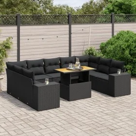 Garden sofa set 10 pieces with black synthetic rattan cushions by , Garden sets - Ref: Foro24-3272777, Price: 714,81 €, Disco...