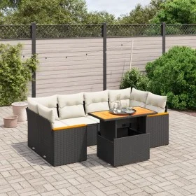 7-piece garden dining set and black synthetic rattan cushions by , Garden sets - Ref: Foro24-3272974, Price: 464,97 €, Discou...
