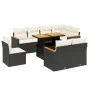 Set aus 8-teiligen Gartensofas und Kissen Kunstrattan schwarz von , Gartensets - Ref: Foro24-3273170, Preis: 585,01 €, Rabatt: %