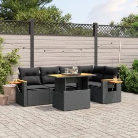 Set aus 6-teiligen Gartensofas und Kissen Kunstrattan schwarz von , Gartensets - Ref: Foro24-3271741, Preis: 446,89 €, Rabatt: %