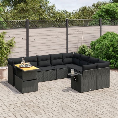 Garden sofa set 10 pieces with black synthetic rattan cushions by , Garden sets - Ref: Foro24-3271916, Price: 662,86 €, Disco...