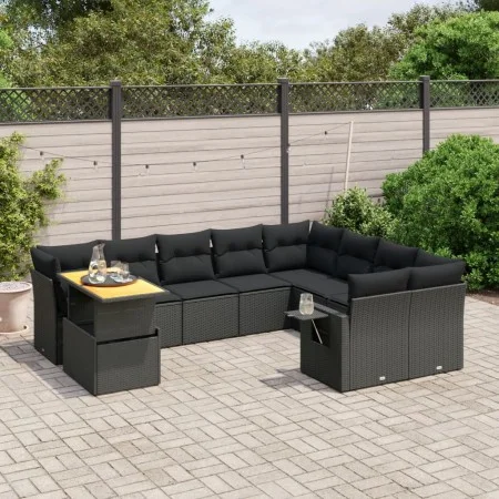 Garden sofa set 10 pieces with black synthetic rattan cushions by , Garden sets - Ref: Foro24-3271916, Price: 675,34 €, Disco...
