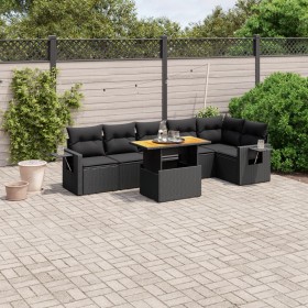7-teiliges Garten-Esszimmerset und Kissen synthetisches Rattan schwarz von , Gartensets - Ref: Foro24-3271762, Preis: 491,97 ...